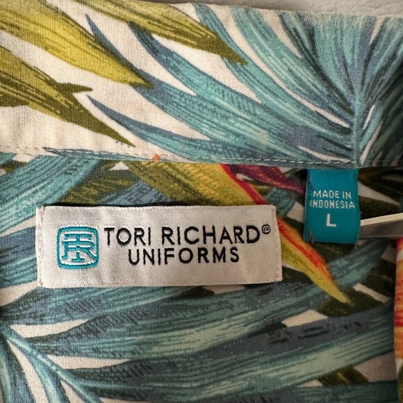 Tori Richard Uniforms Hawaiian Shirt Men L Tropical Short Sleeve Single Pocket - Picture 4 of 10